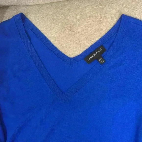 Lane Bryant double v-neck sweater, blue size 18/20, - Picture 3 of 6
